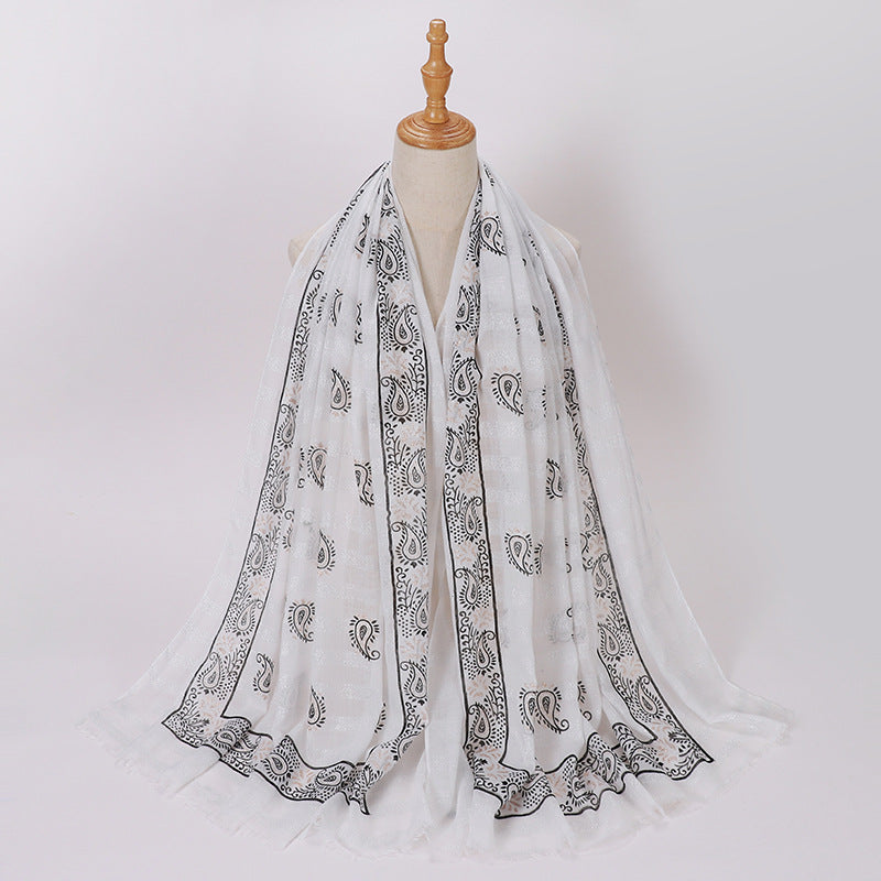 MSL276 Gold stamping hijab with gold thread - MOQ:2