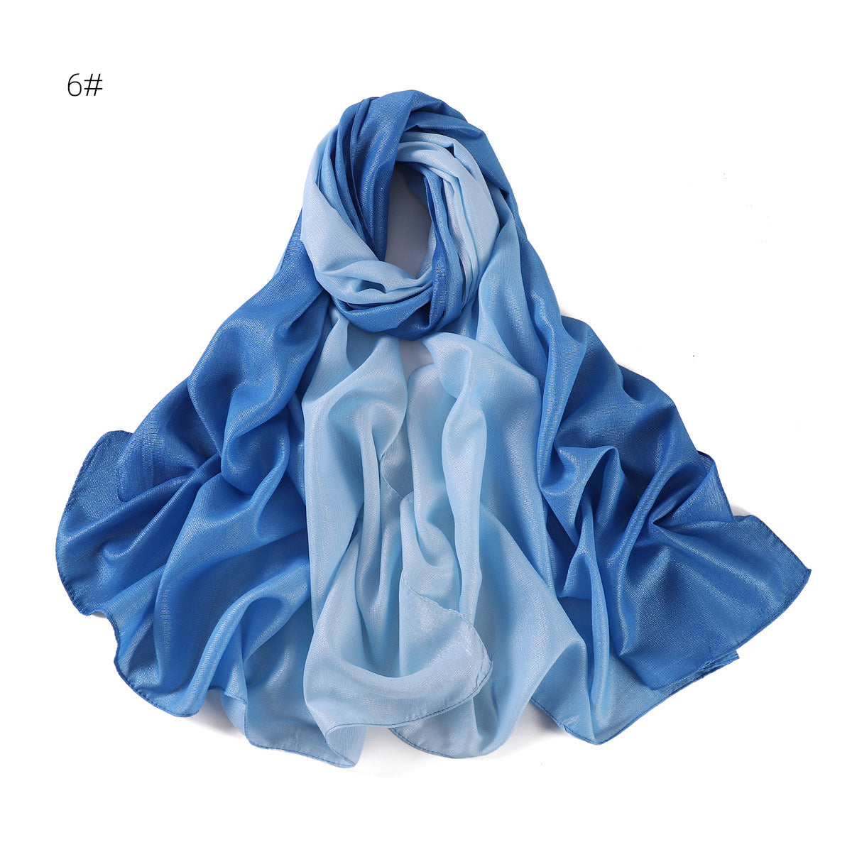 YZ199 Warna kecerunan selendang sutera tiruan yang dilukis dengan tangan selendang perak tudung sutera selendang wanita selendang panjang Melayu Indonesia