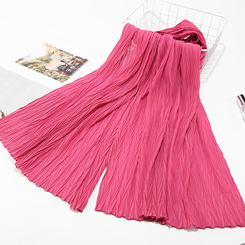 MSL072 New pearl chiffon pleated head scarf Fashion leaf wrinkled solid color scarf - MinYang Fashion Apparel Accessory Manufacturer