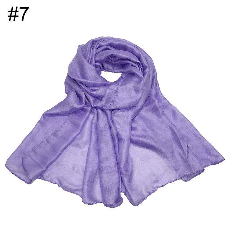ND479 Linen Solid Color Faux Silk Soft Turban Shawl Scarf - MinYang Fashion Apparel Accessory Manufacturer