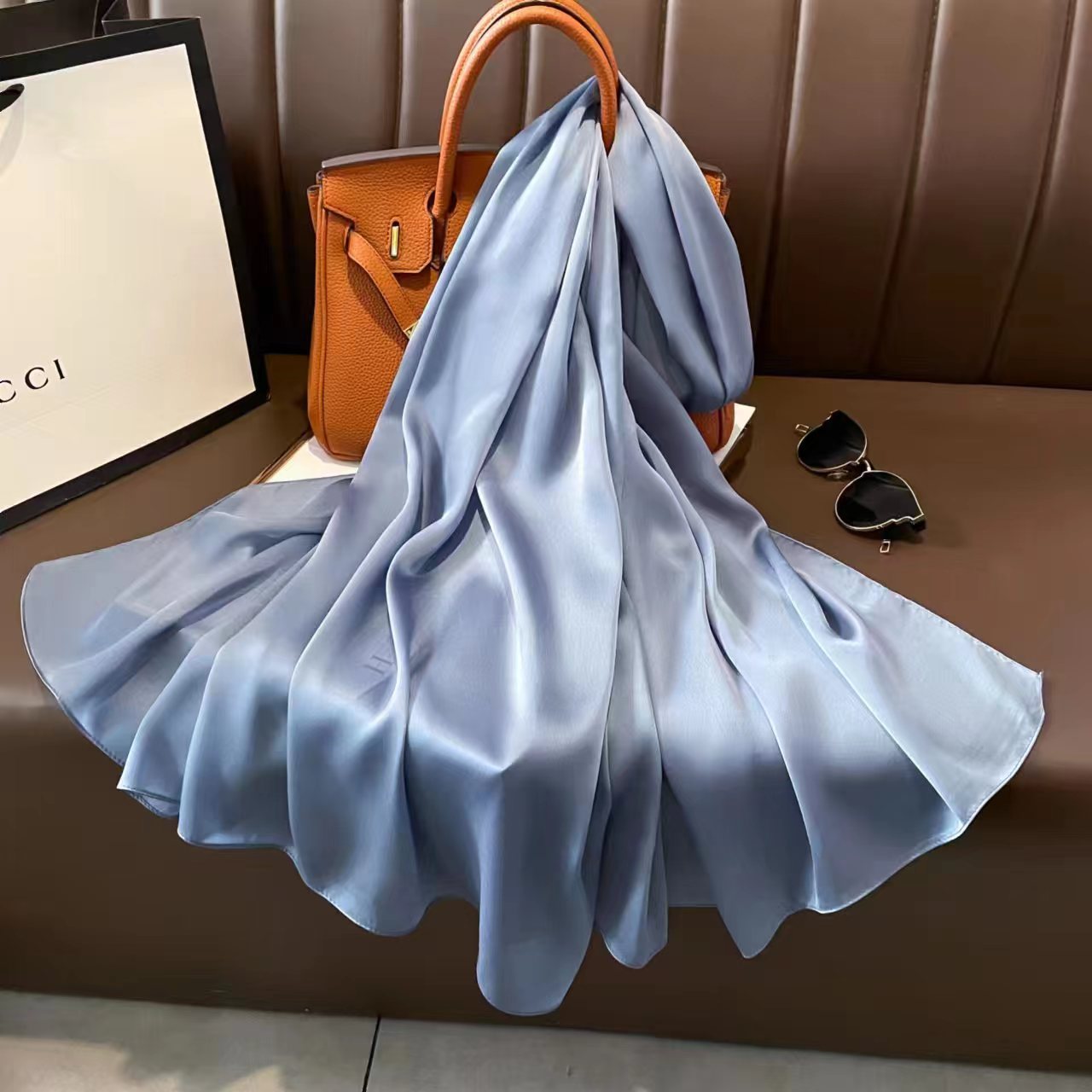 sd236 Solid color imitation silk sunscreen beach towel