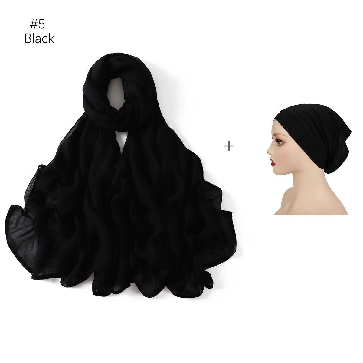 YZ235 Wide Edge Thin Modal Large Size Hijab/Scarf With Cap Set