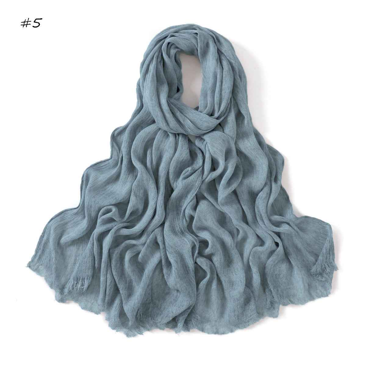 YZ310 Dirt-Washed Crinkled hijab with Raw Edge