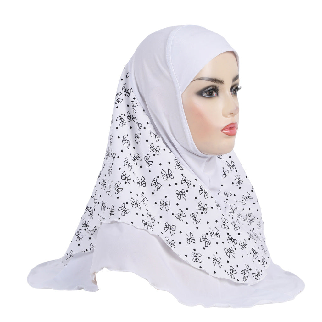 H326 Printed patchwork tulle hat and hijab child