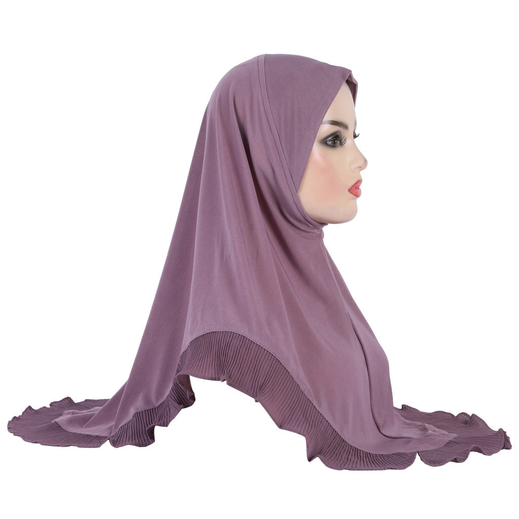 H322 GIRLS COTTON JERSEY WITH LACE INSTANT HIJAB - MinYang Fashion Apparel Accessory Manufacturer