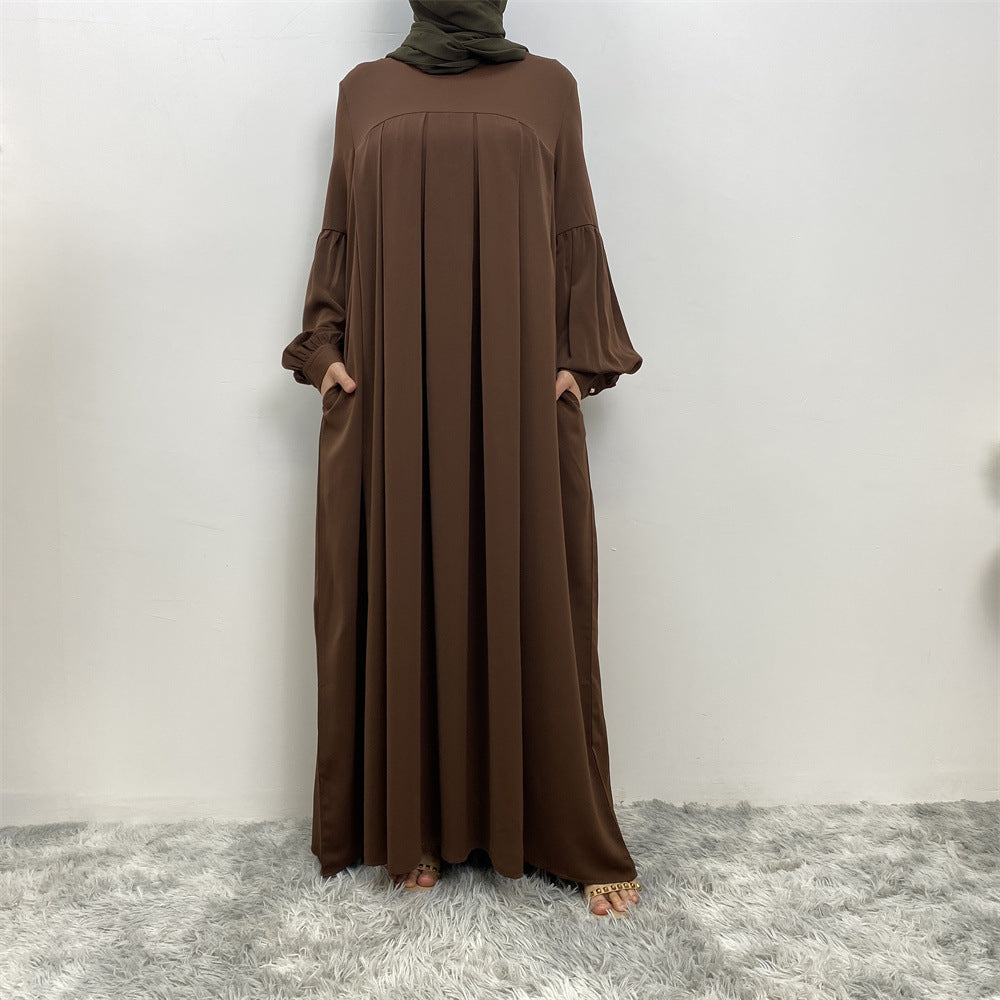 6683 plain wrinkle muslim abaya dress