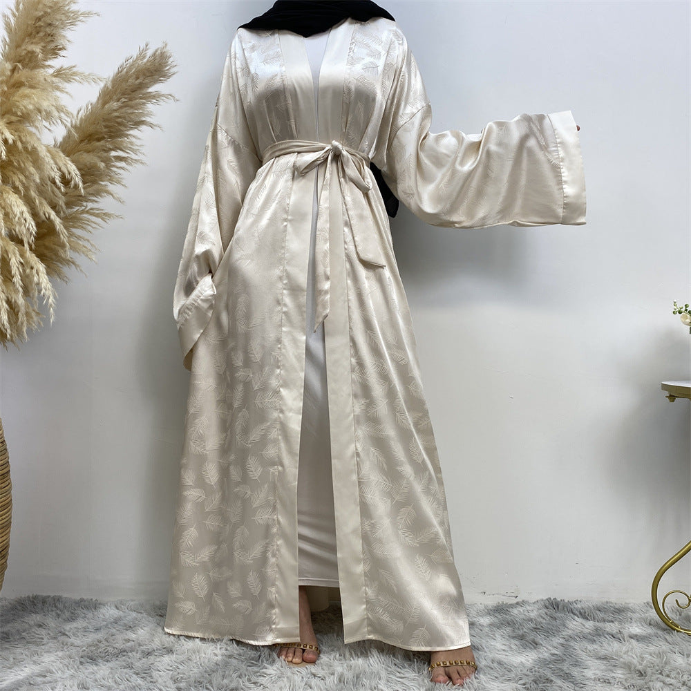 1948 printed satin muslim abaya dress