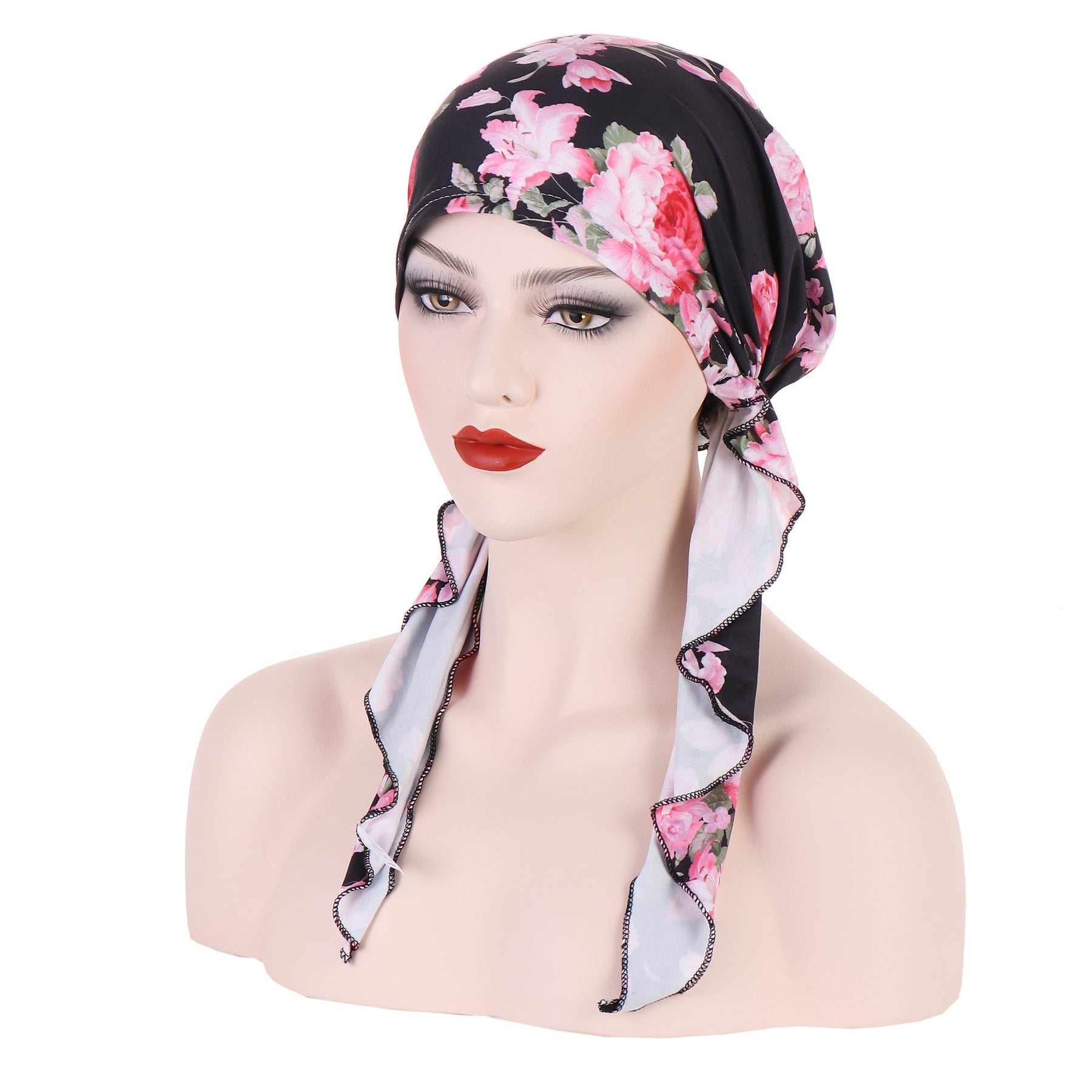 8358 Curved floral pullover cap