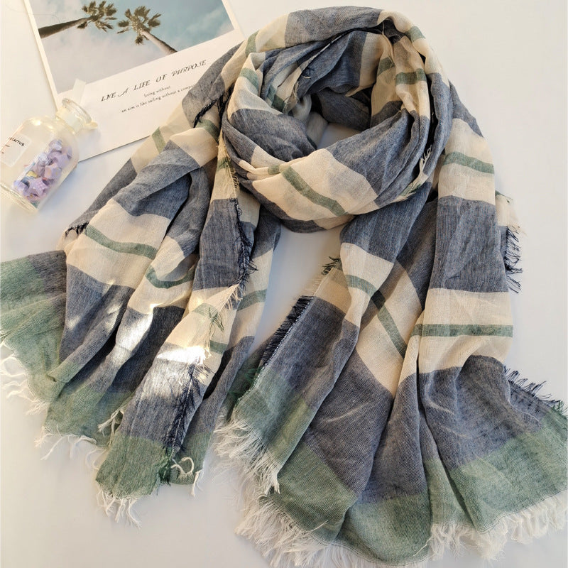 17A70 Polyester-cotton yarn-dyed series all-match warm silk scarf - MOQ:2 - MinYang Fashion Apparel Accessory Manufacturer