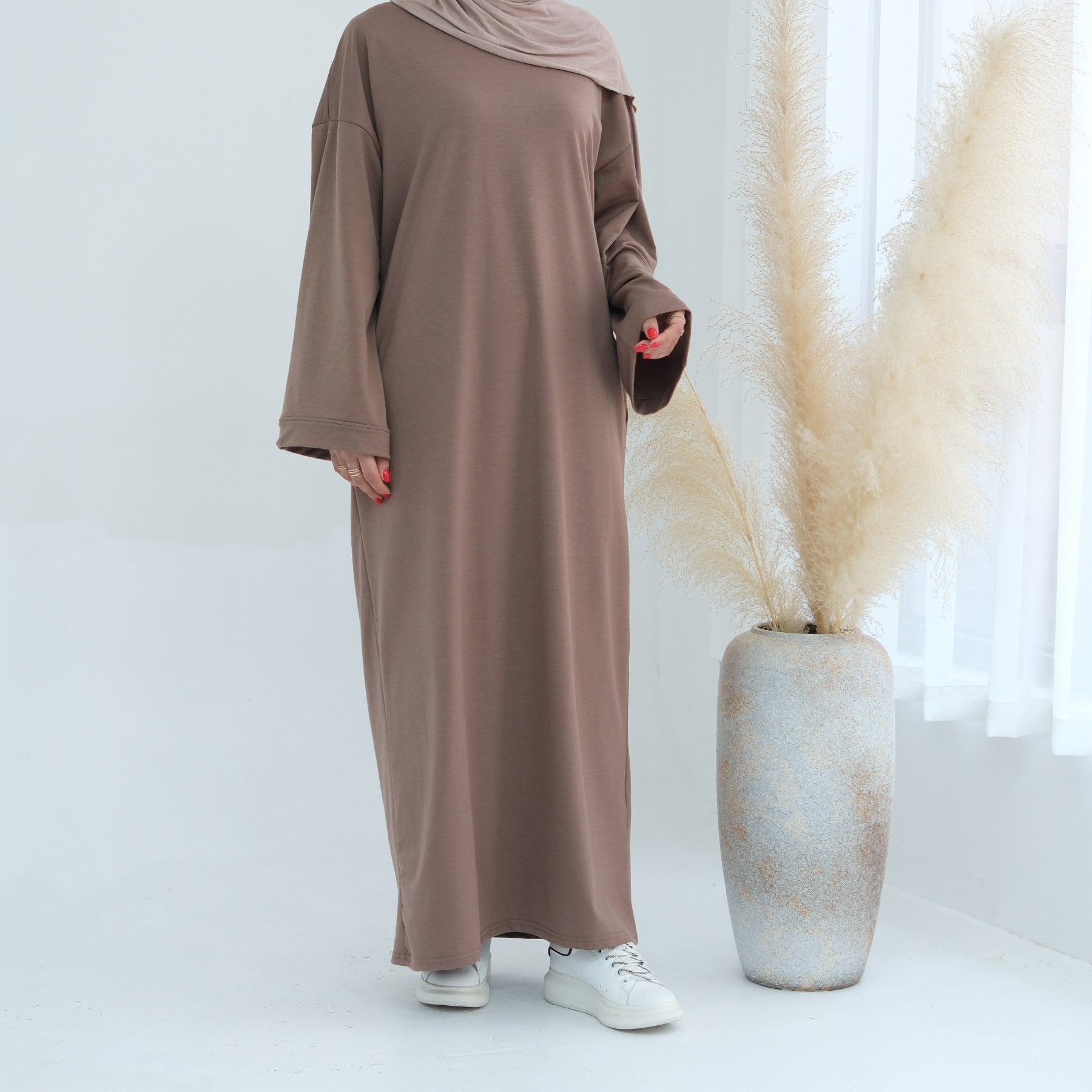 LR737 Solid color sweater dress abaya