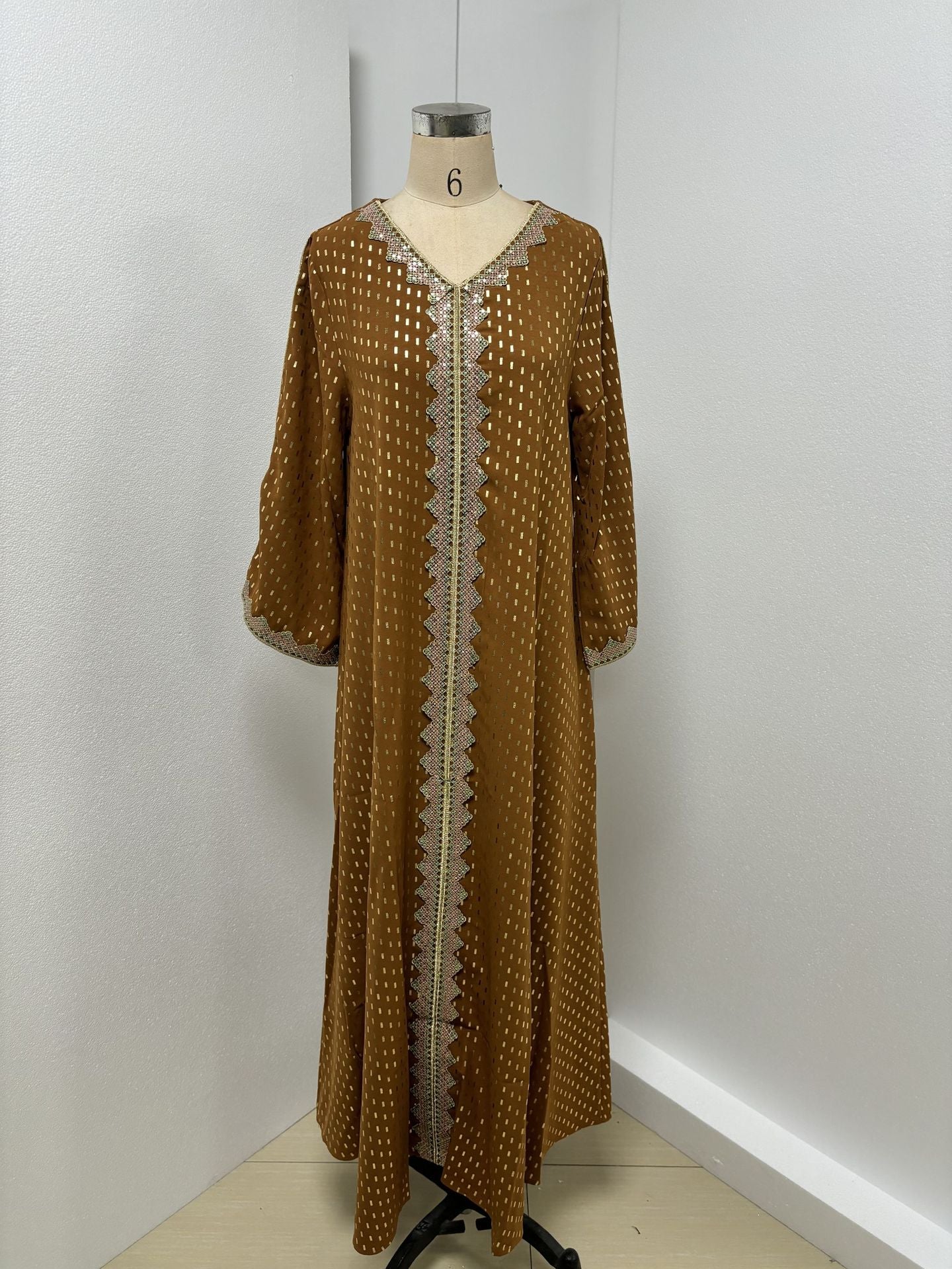 ZD004 Muslim robe gold stamping simple lace slim fit Dubai women's dress abaya Dresses/gowns