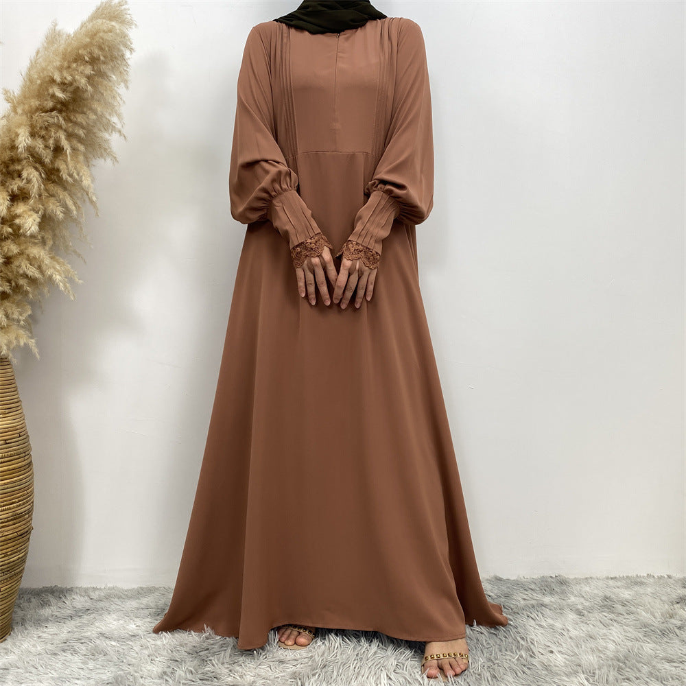 6693 abaya polos dengan renda