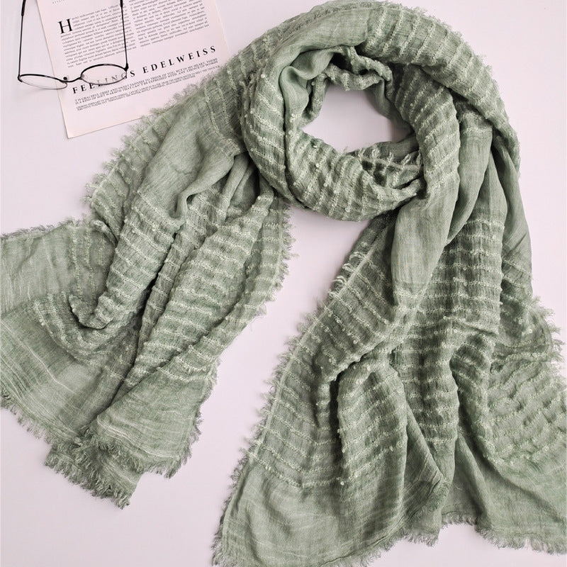17A72 Dirty Dyed Polyester Cotton Solid Color Warm Gauze Scarf - MOQ:2 - MinYang Fashion Apparel Accessory Manufacturer