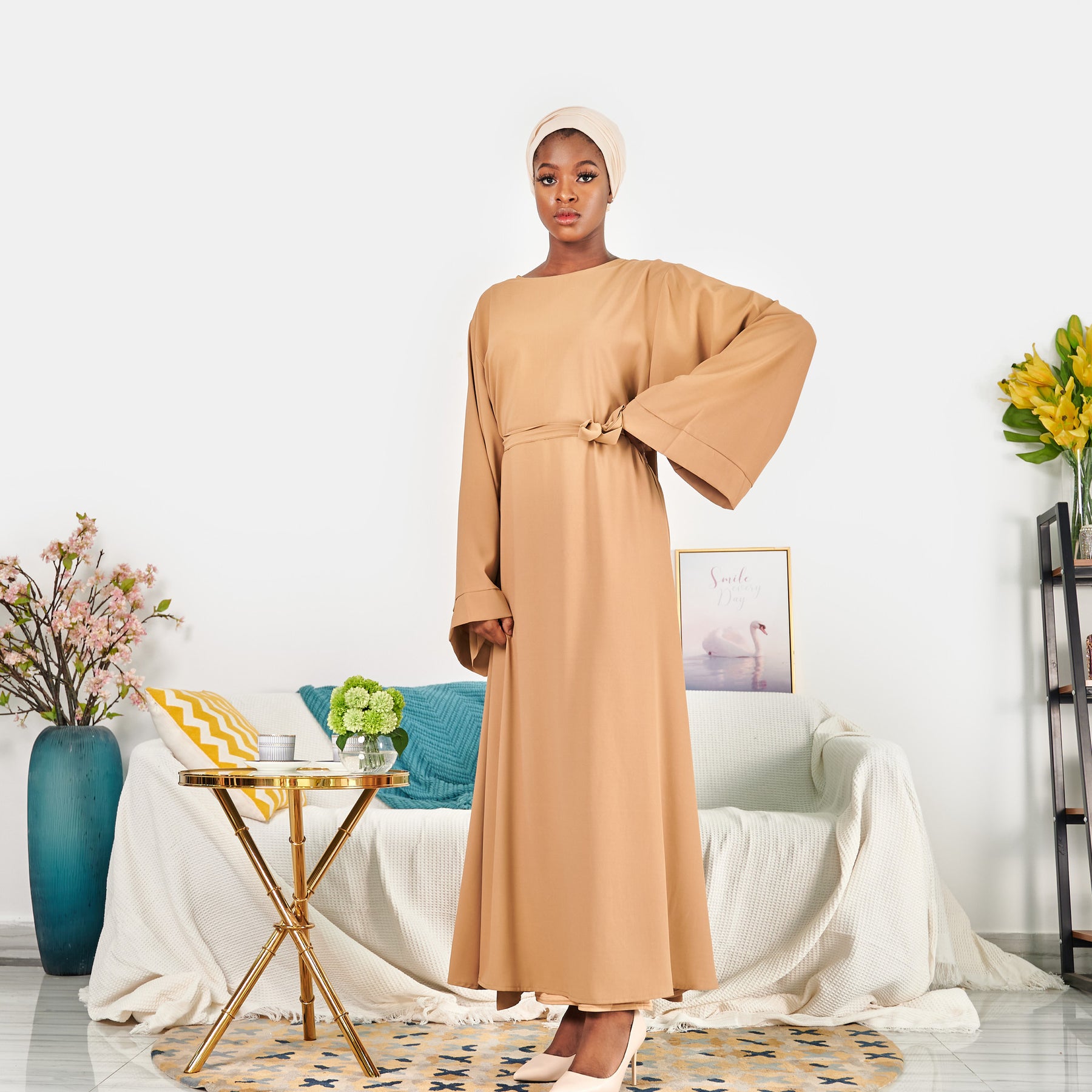 LR363-1 Solid Color Oversized abaya Dress