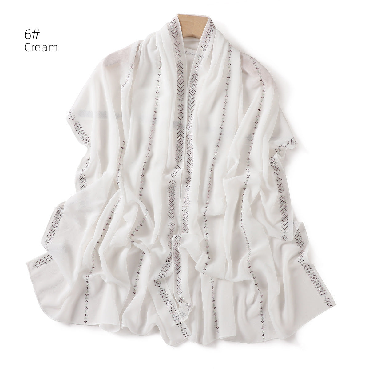 YZ194 Diamond chain, hot diamond pearl chiffon scarf, silver long headscarf hijab hijab/tudung handmade Crystal rhinestone - MinYang Fashion Apparel Accessory Manufacturer