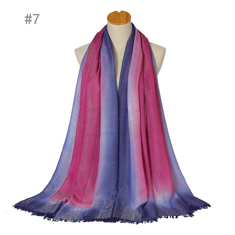 YZ07New style hand-painted short beard ladies scarf shawl plain color hijab - MinYang Fashion Apparel Accessory Manufacturer