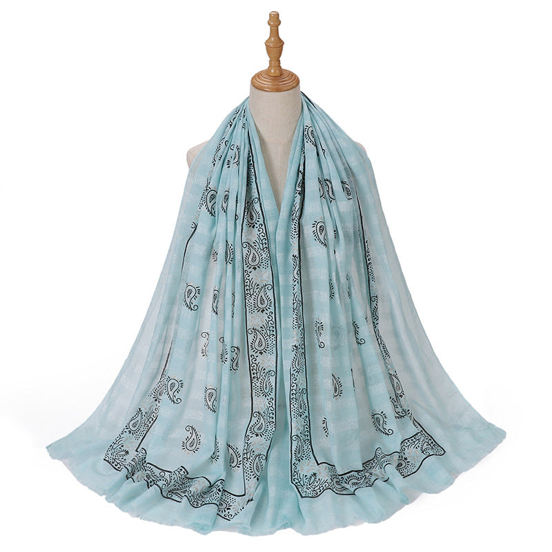 MSL276 Gold stamping hijab with gold thread - MOQ:2