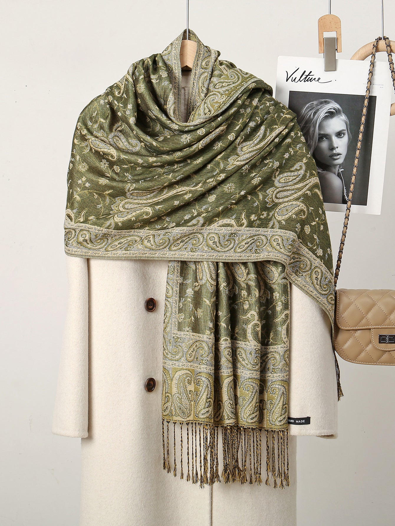 LAVEN Cashew print tassel Chinese style embroidered scarf - MinYang Fashion Apparel Accessory Manufacturer