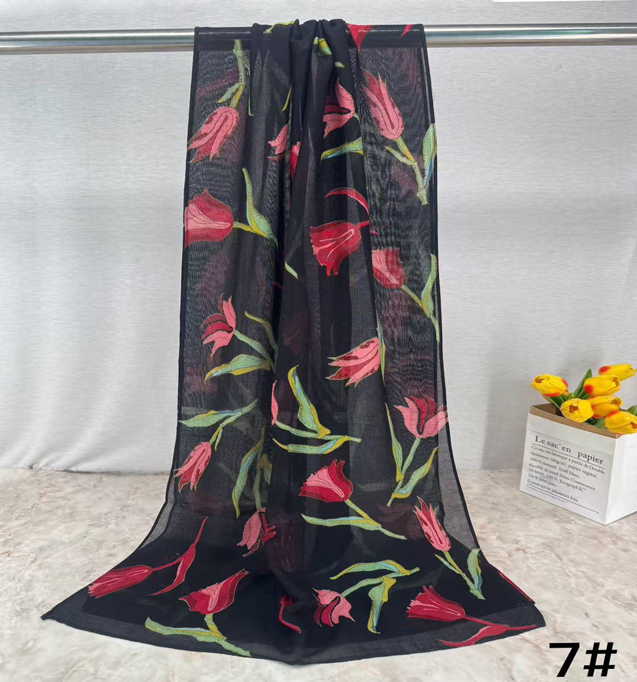 HY013 Printed modal Muslim hijab single stitch