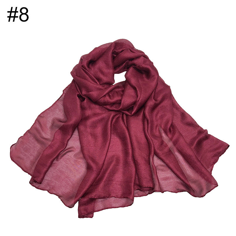 ND479 Linen Solid Color Faux Silk Soft Turban Shawl Scarf - MinYang Fashion Apparel Accessory Manufacturer
