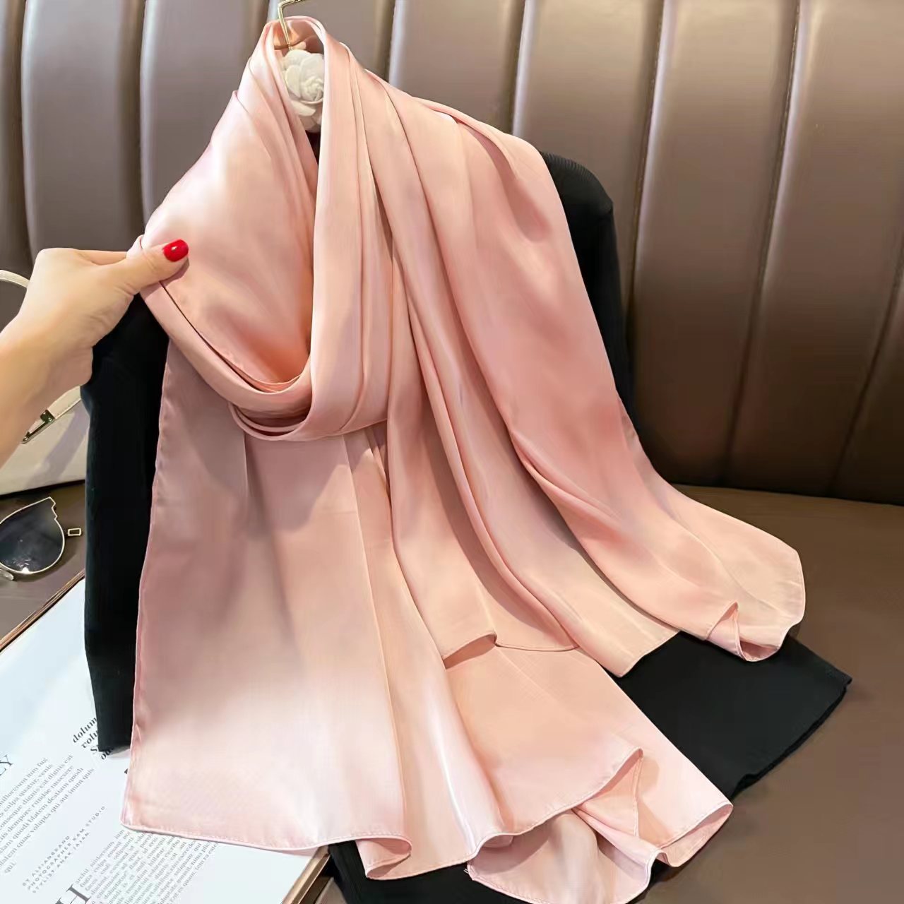 sd236 Solid color imitation silk sunscreen beach towel