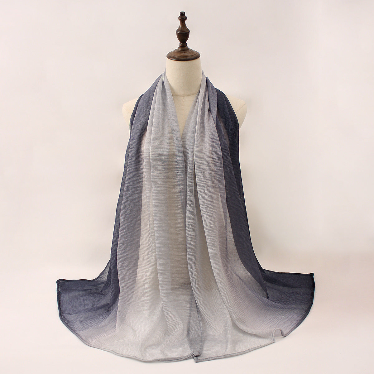 Z0A70004 Mercerized cotton colorblock thin hijab