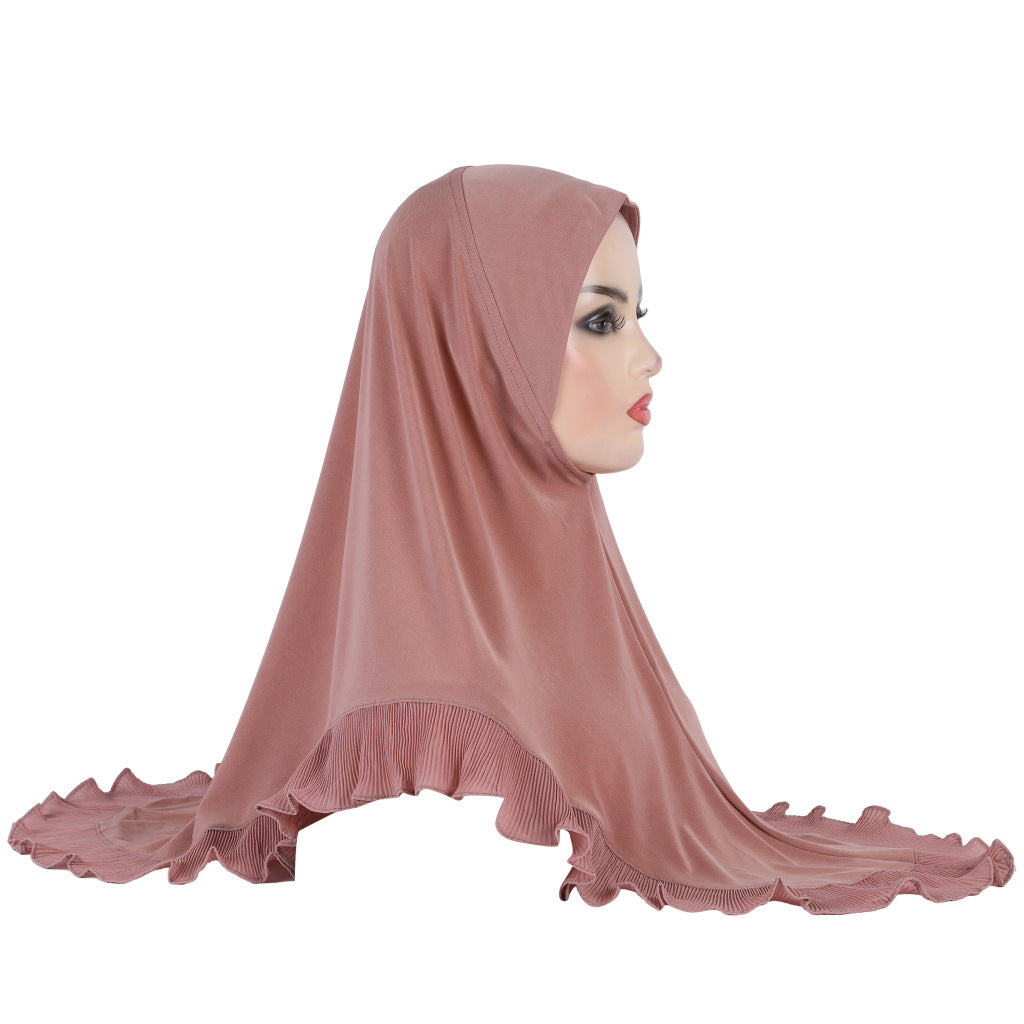 H322 GIRLS COTTON JERSEY WITH LACE INSTANT HIJAB - MinYang Fashion Apparel Accessory Manufacturer