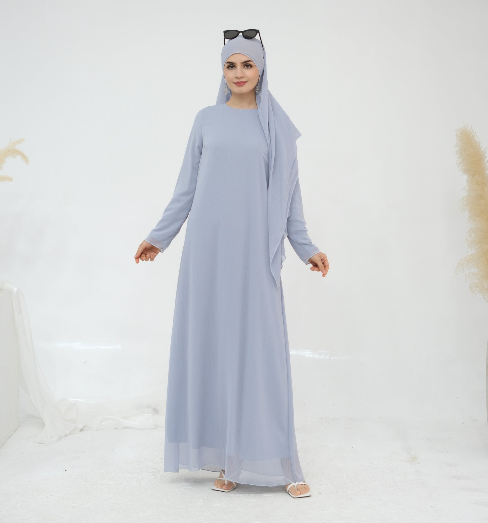 LR866+LR867 (abaya + hijab + underwear)Elegant Cardigan abaya