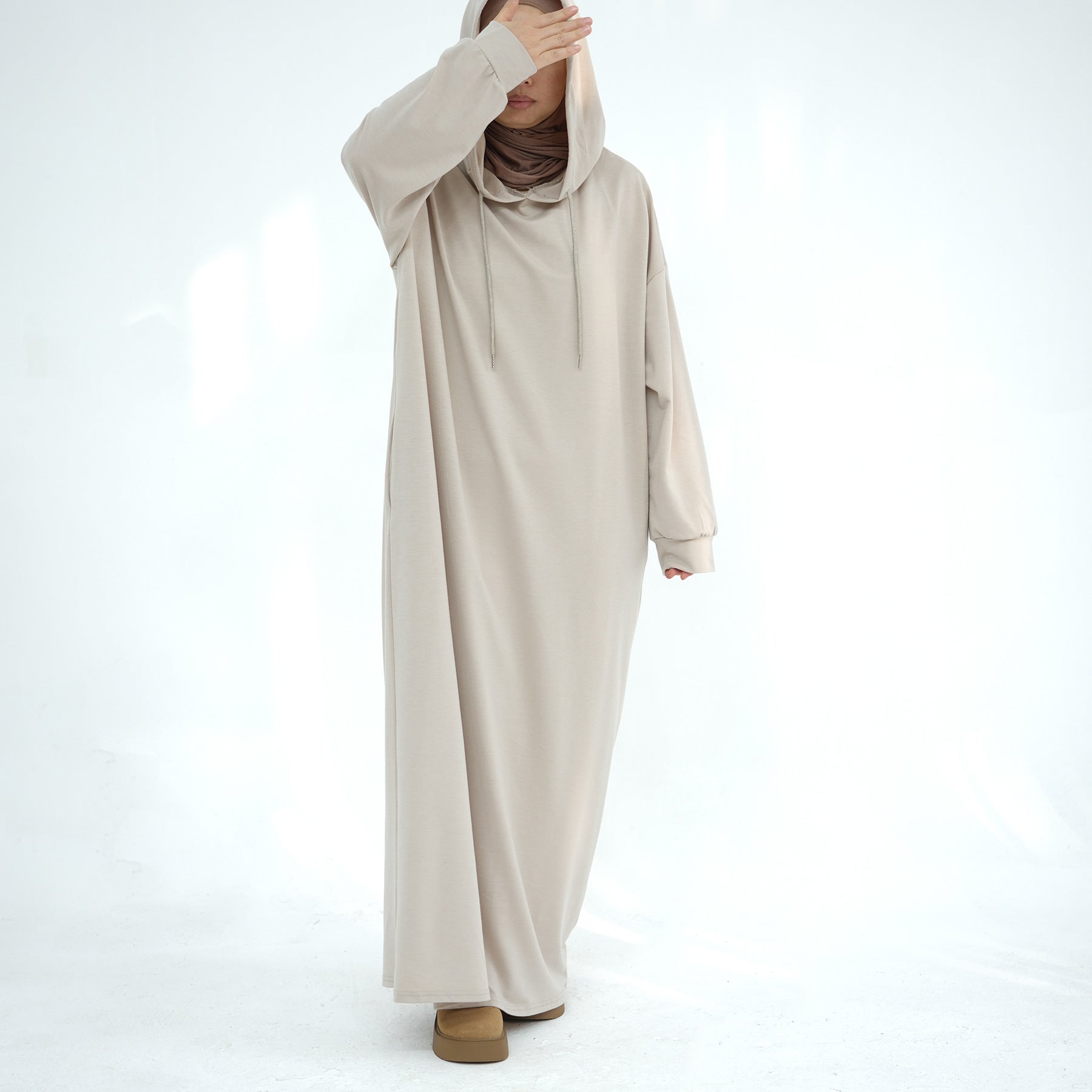 LR921 Solid color hooded sweater dress