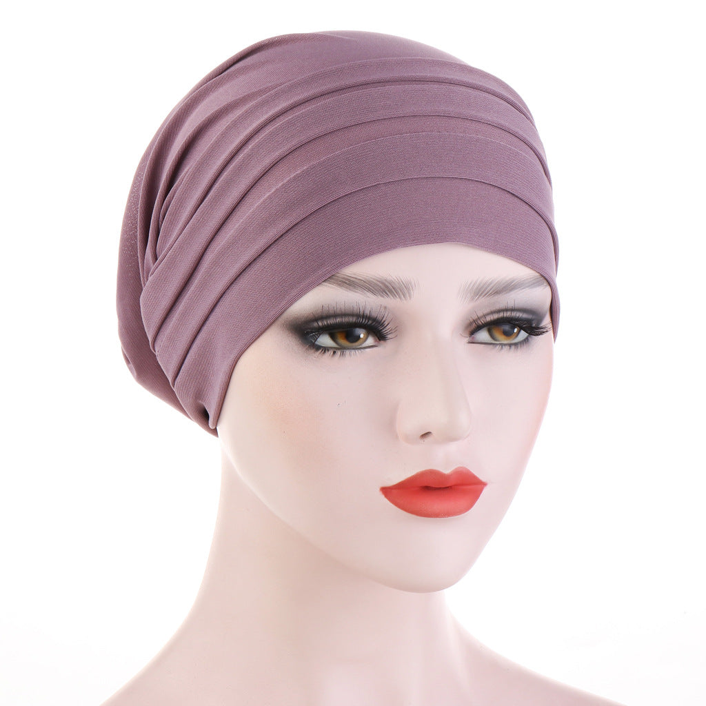 TJM-Crystal Hemp Three Stripes plain hijab turban hat - MinYang Fashion Apparel Accessory Manufacturer
