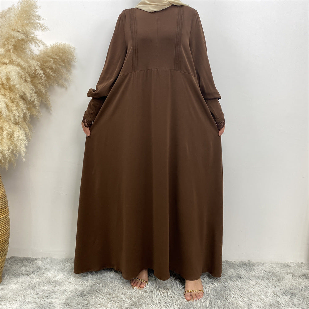 6693 abaya polos dengan renda