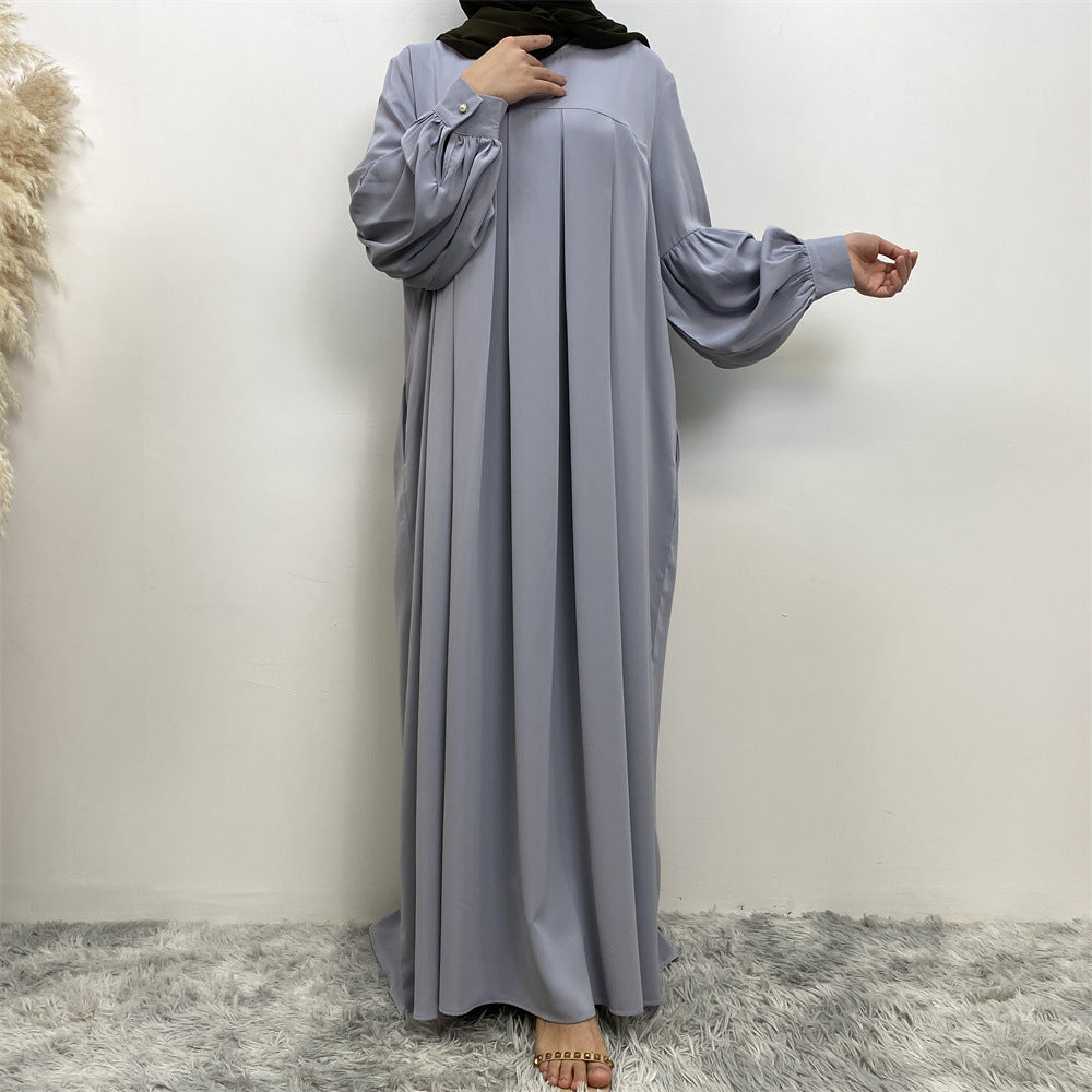 6683 plain wrinkle muslim abaya dress
