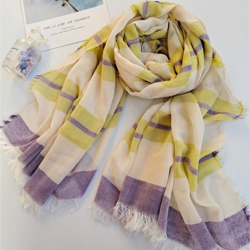 17A70 Polyester-cotton yarn-dyed series all-match warm silk scarf - MOQ:2 - MinYang Fashion Apparel Accessory Manufacturer