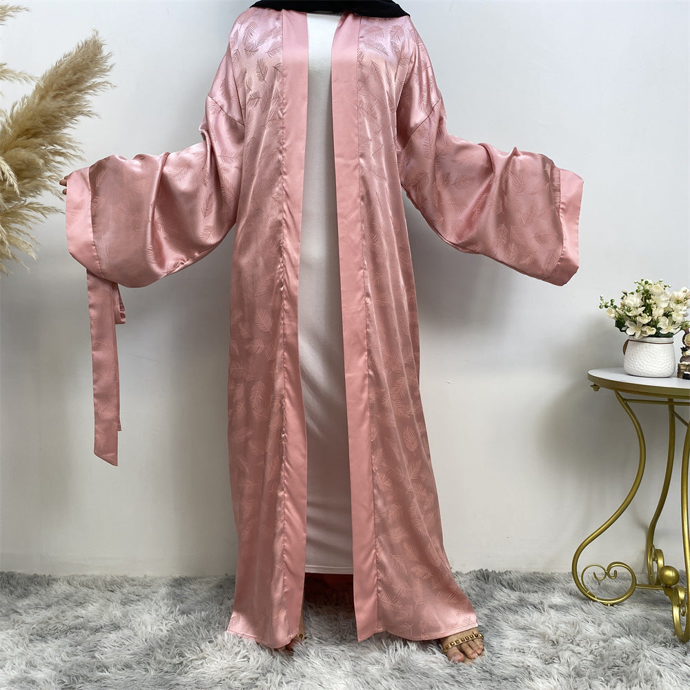 1948 printed satin muslim abaya dress