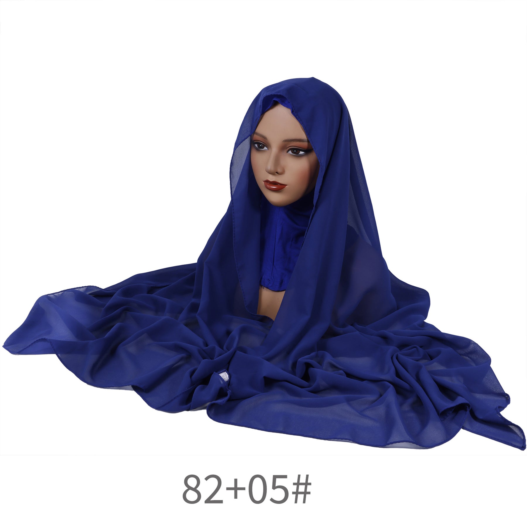 YZ136 Solid color pearl chiffon hijab and base hat combination