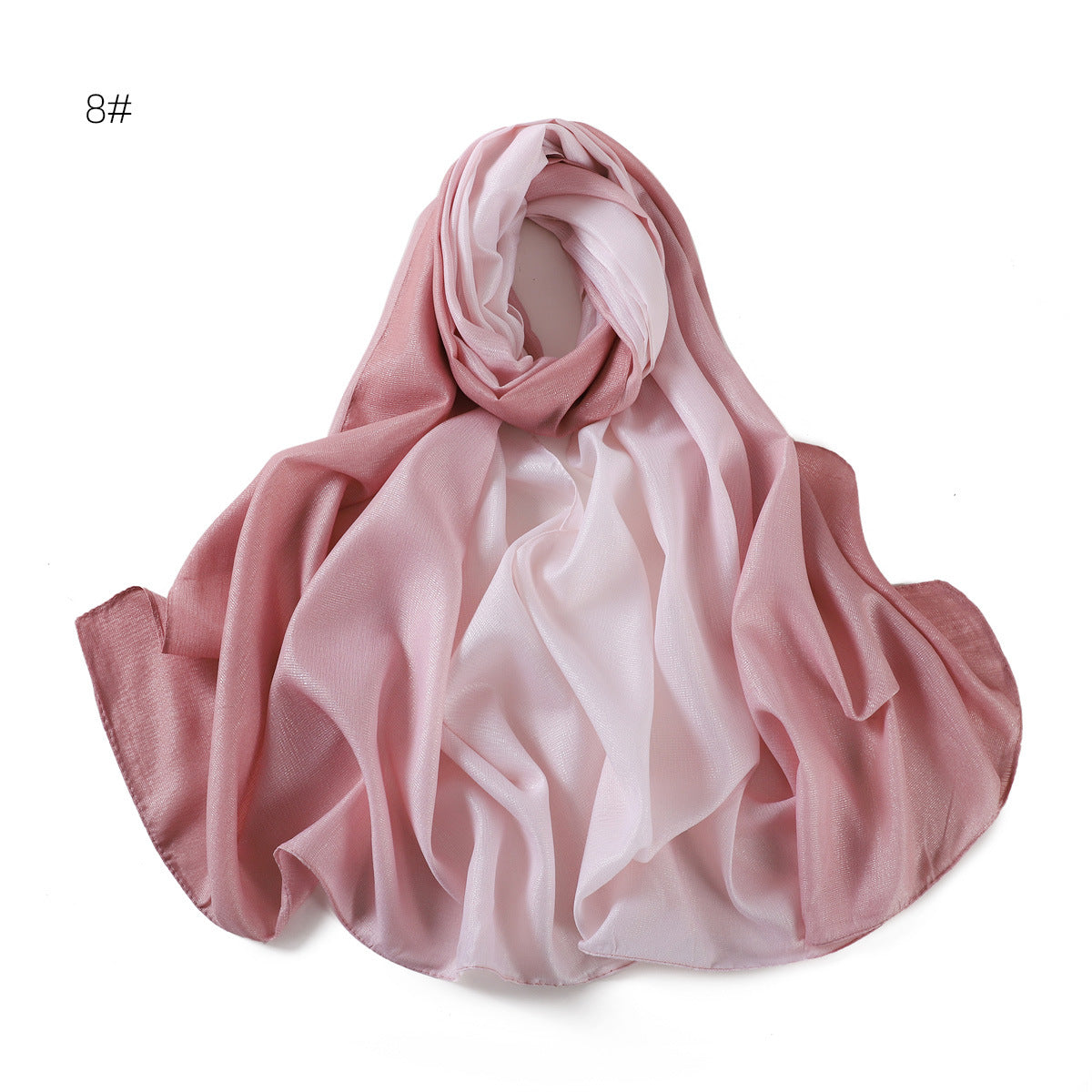 YZ199 Warna kecerunan selendang sutera tiruan yang dilukis dengan tangan selendang perak tudung sutera selendang wanita selendang panjang Melayu Indonesia