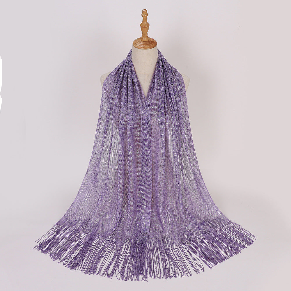 MSL336 New Gold and Silver Silk Flat Scarf Evening Dress Shawl Women - MinYang Fashion Apparel Accessory Manufacturer