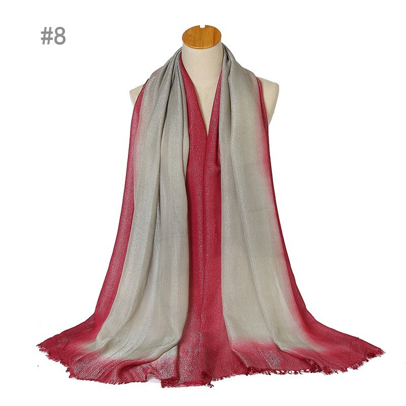 YZ07New style hand-painted short beard ladies scarf shawl plain color hijab - MinYang Fashion Apparel Accessory Manufacturer
