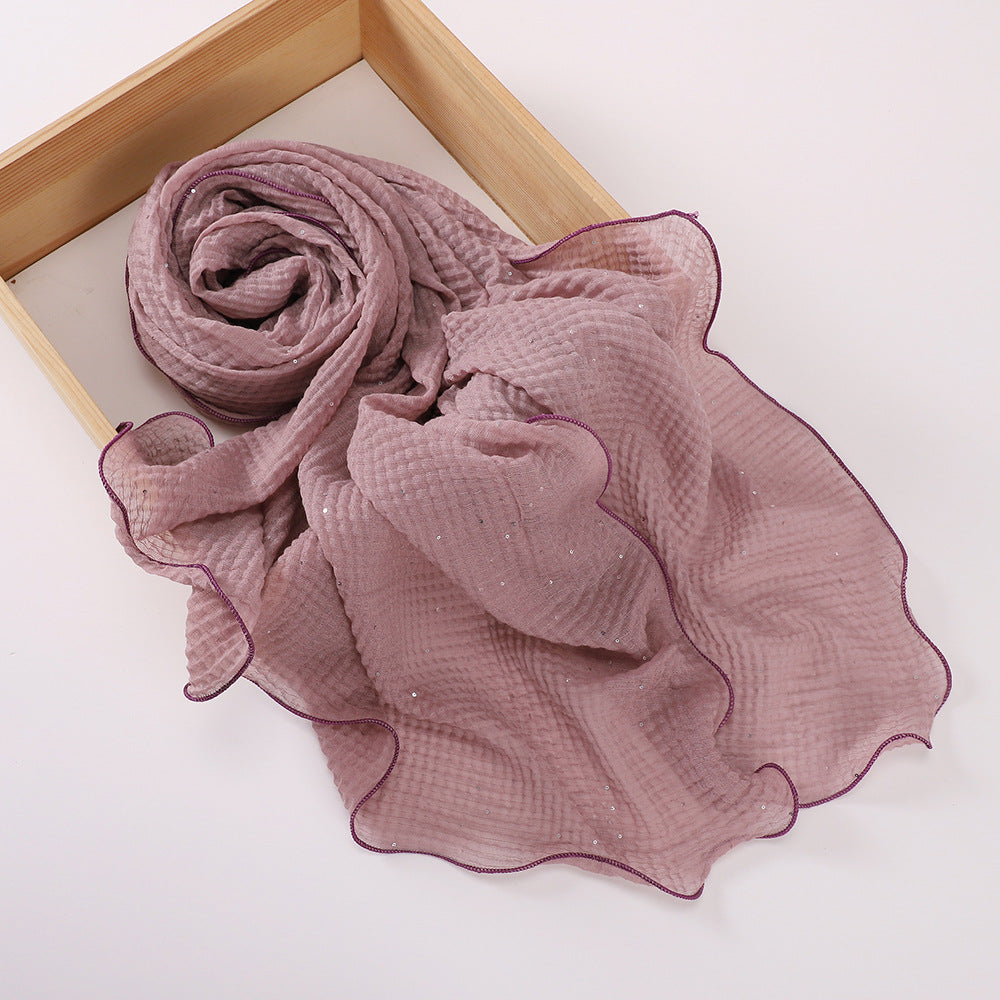 MSL377 Honeycomb wrinkled scarf - MOQ:2