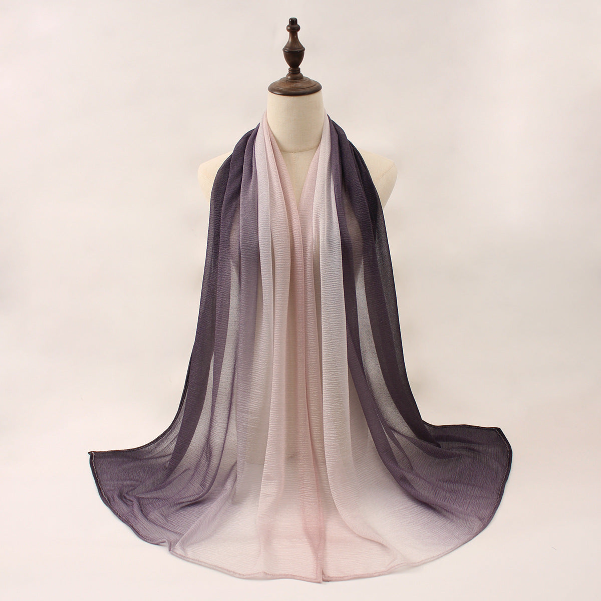 Z0A70004 Mercerized cotton colorblock thin hijab