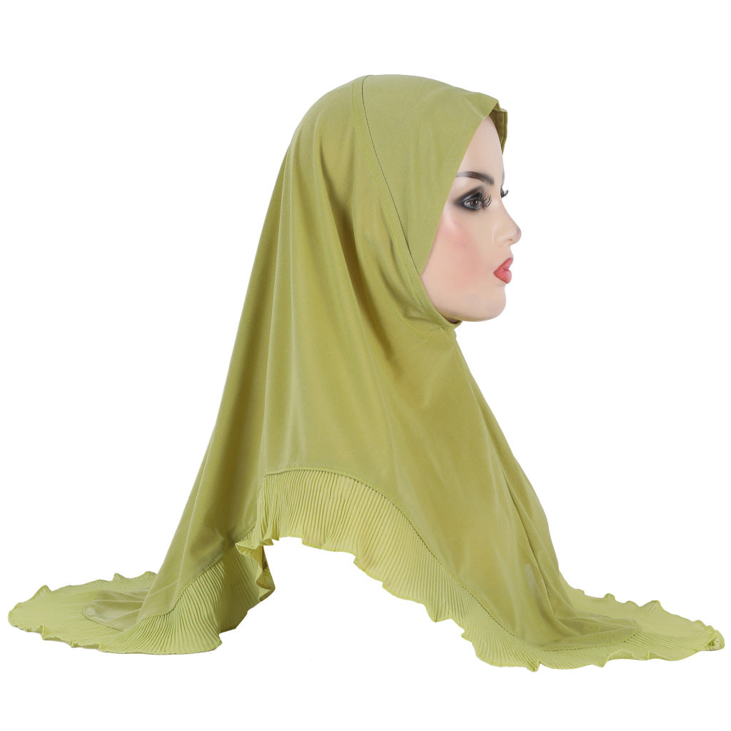 H322 GIRLS COTTON JERSEY WITH LACE INSTANT HIJAB - MinYang Fashion Apparel Accessory Manufacturer
