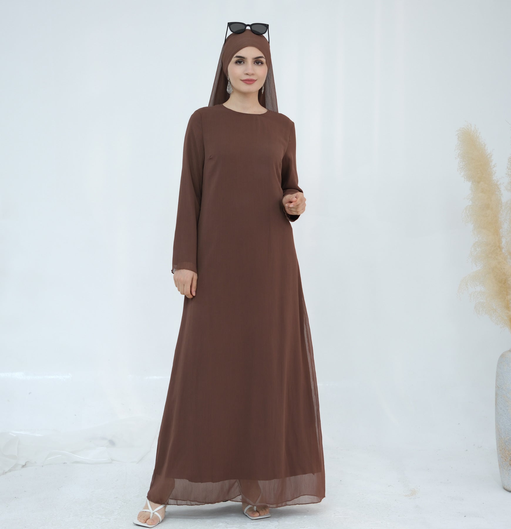 LR866+LR867 (abaya + hijab + underwear)Elegant Cardigan abaya