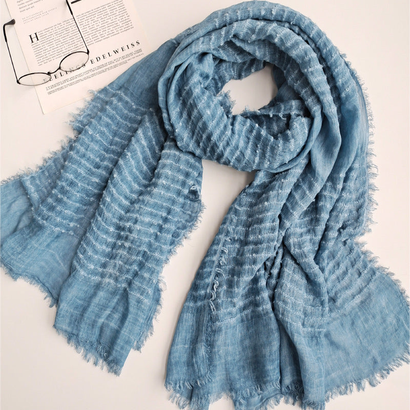 17A72 Dirty Dyed Polyester Cotton Solid Color Warm Gauze Scarf - MOQ:2 - MinYang Fashion Apparel Accessory Manufacturer