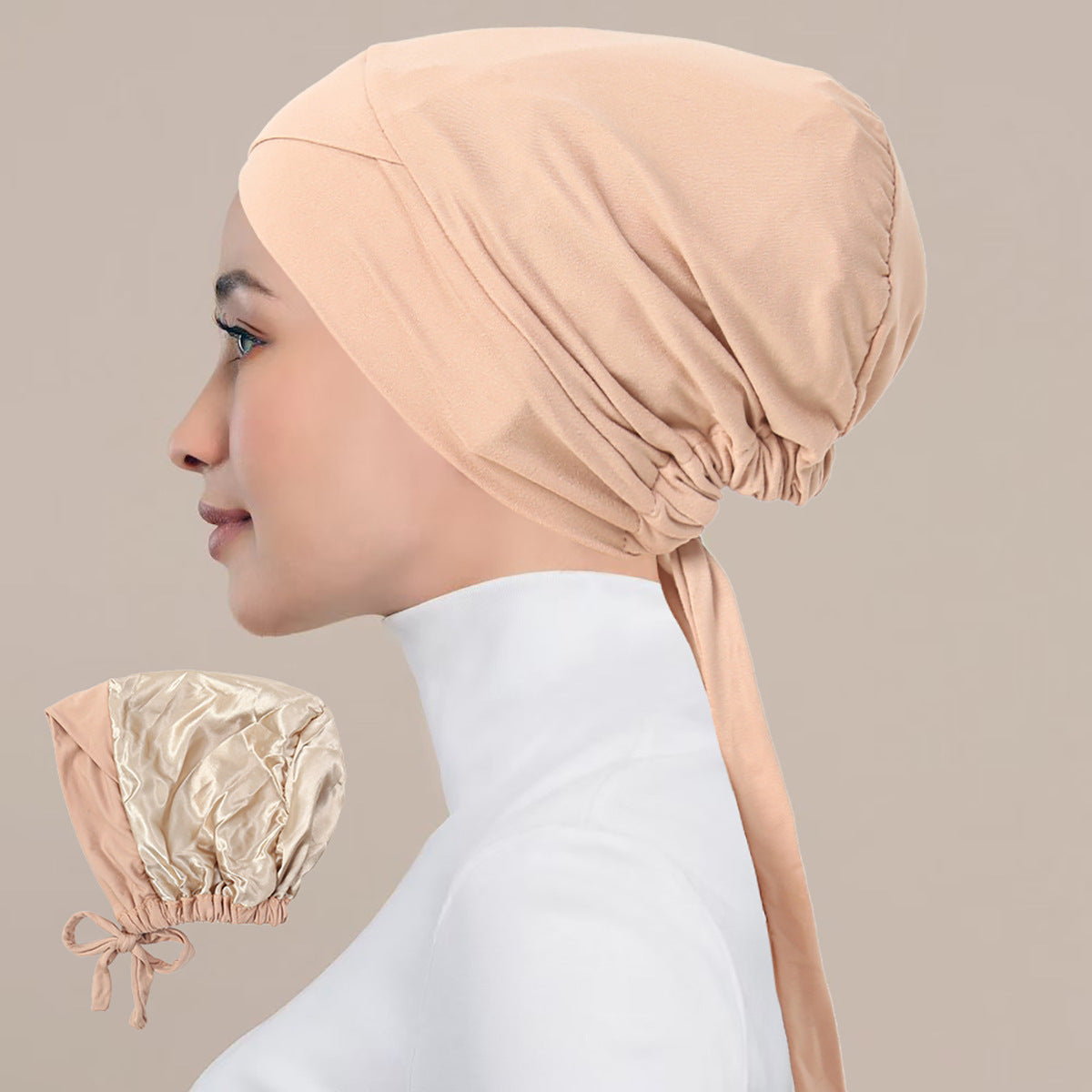 QD035 Drawstring bottoming hat cross strap pullover hat cap - MinYang Fashion Apparel Accessory Manufacturer