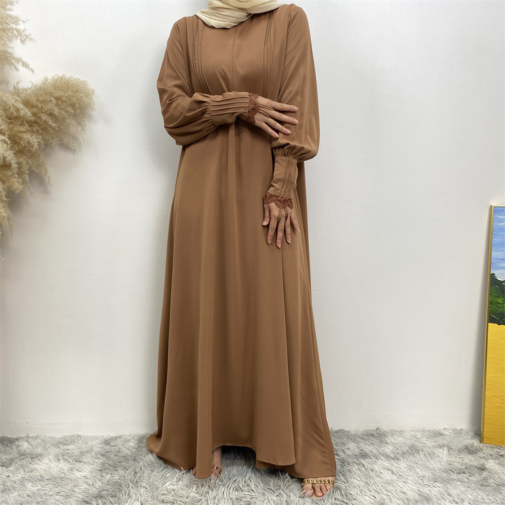 6693 abaya polos dengan renda