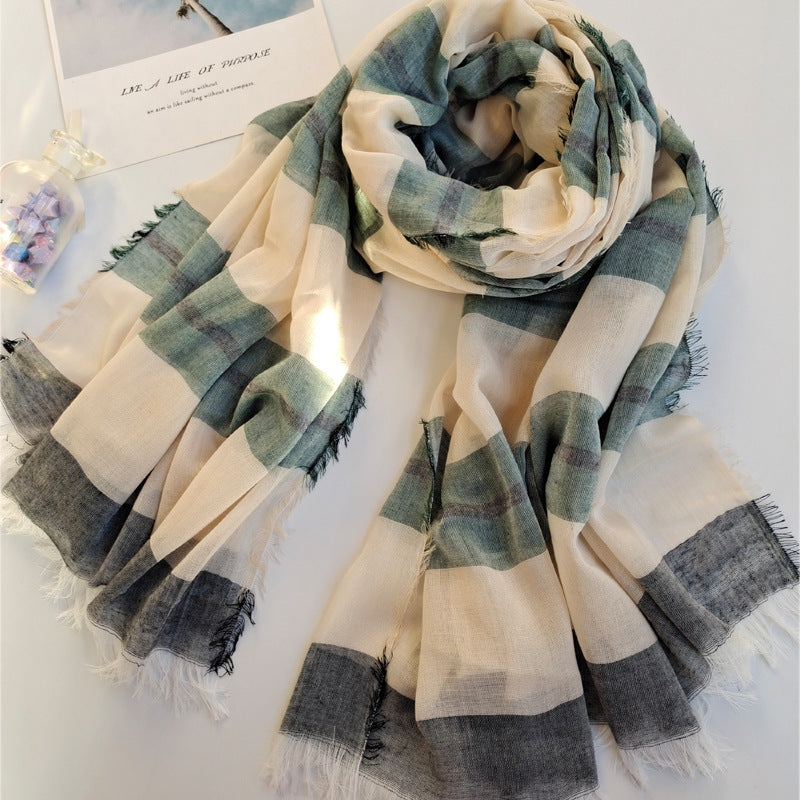 17A70 Polyester-cotton yarn-dyed series all-match warm silk scarf - MOQ:2 - MinYang Fashion Apparel Accessory Manufacturer