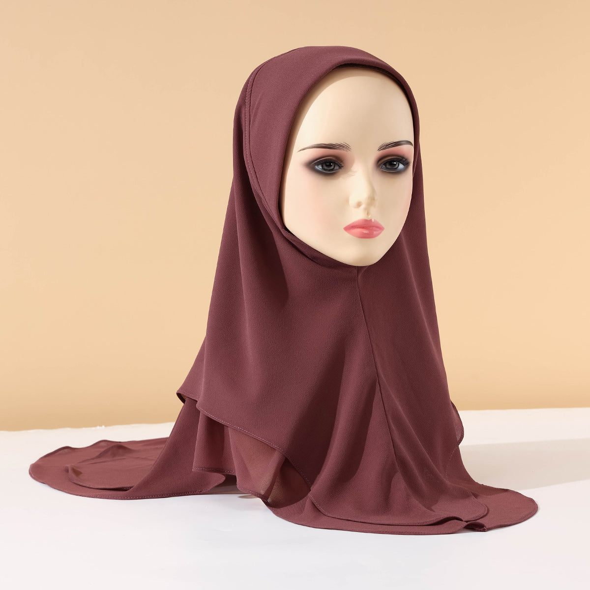TD89-078 Solid color chiffon double layer hijab