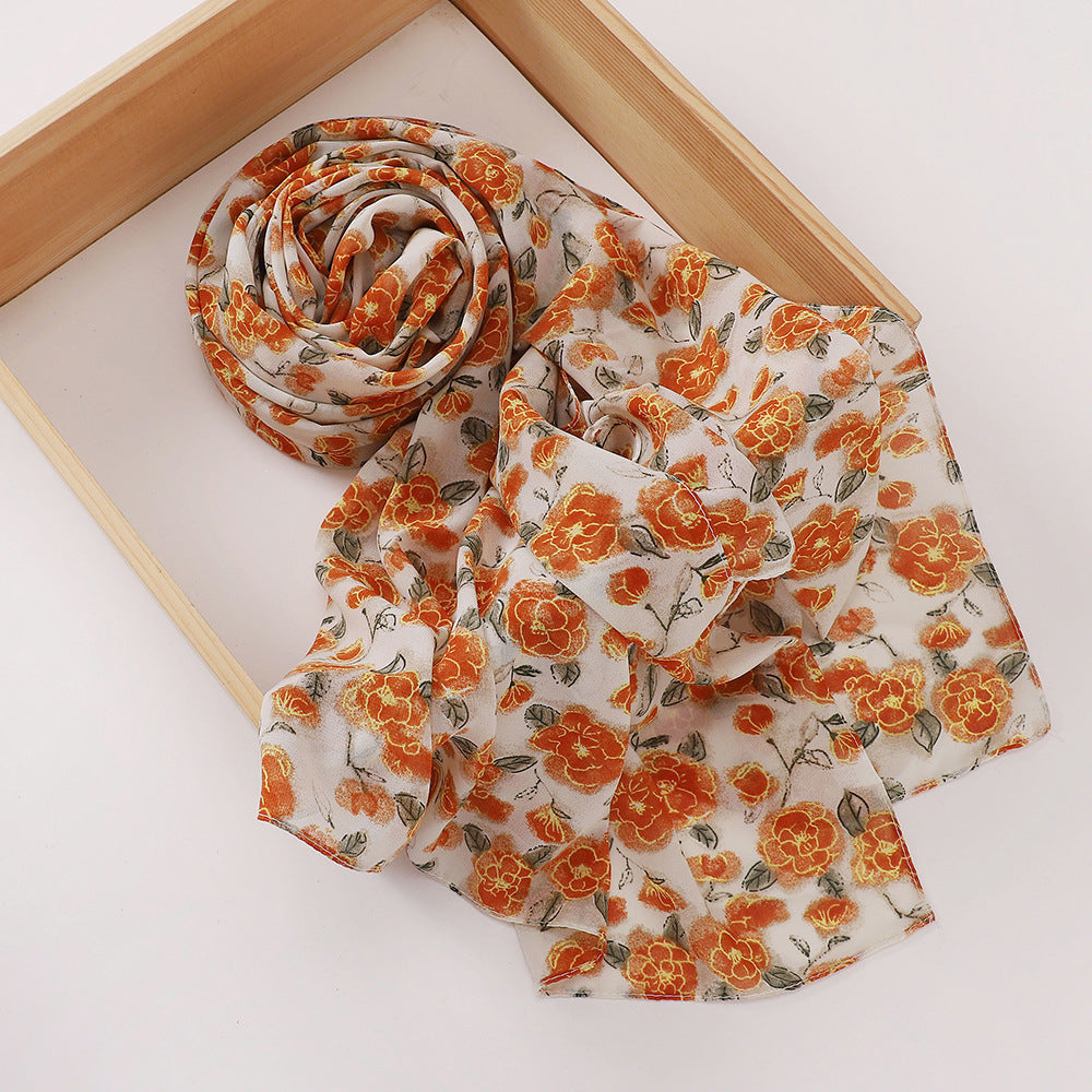 MSL358 Rose flower print hijab (MOQ:2 pieces)