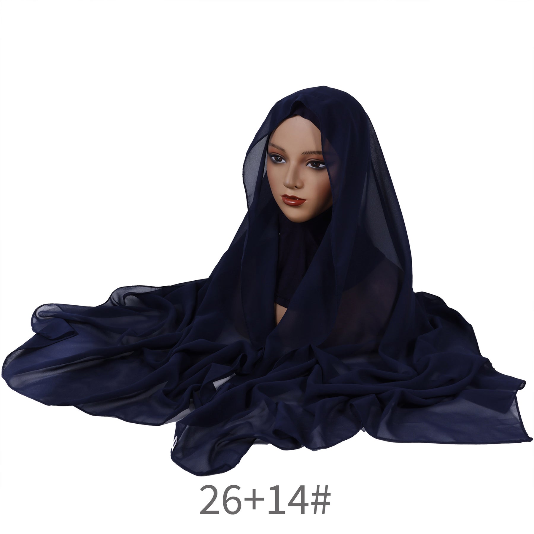 YZ136 Solid color pearl chiffon hijab and base hat combination