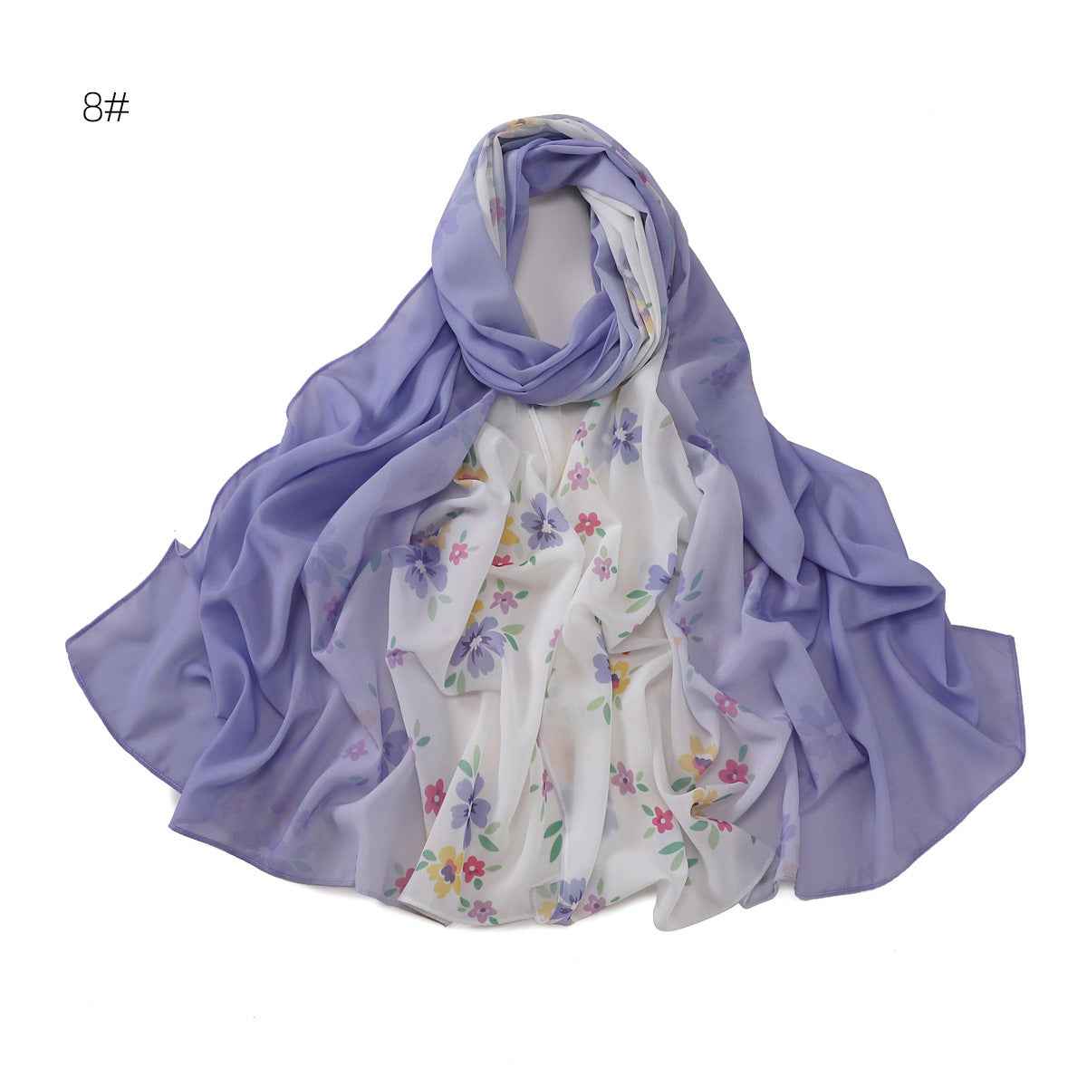 YZ202 Ombre Floral Print Pearl Chiffon Hijab